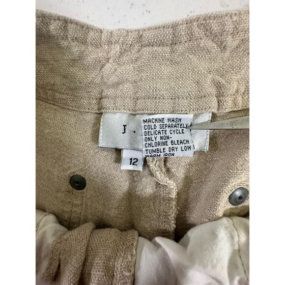 J Jill Womens Pants Size 12 (27.5x29) Tan Khaki 100% Linen Tapered Leg High Rise - Picture 3 of 7